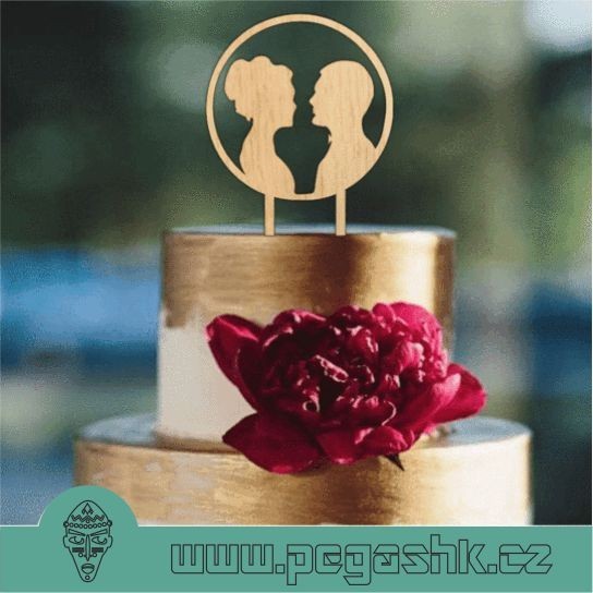 DŘEVĚNÝ SVATEBNÍ ZÁPICH - Wedding Couple Cake Topper - Kliknutím na obrázek zavřete